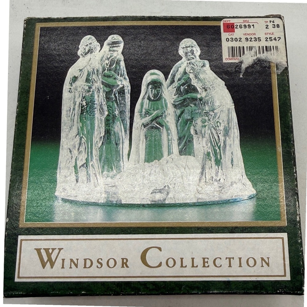 Windsor Collection 7 Piece Clear Glass Nativity Set Mirrored Base Box